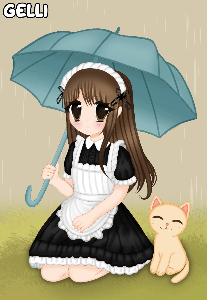 rainy day 🌧️ maid and kitten :3